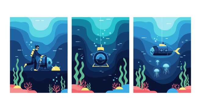 Deep Sea Underwater Exploration with Submersibles and Scuba Divers
