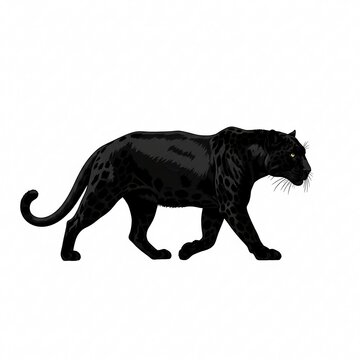 Majestic black panther prowling through a dense and dark tropical rainforest at night, sleek black leopard hunting in a mysterious jungle habitat