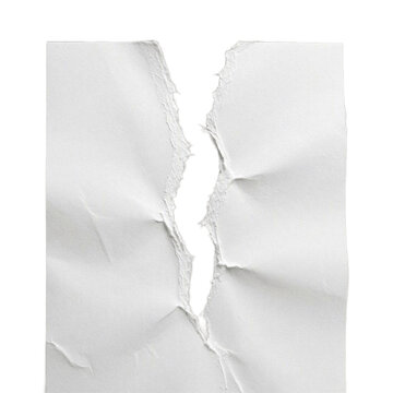Two pieces of torn white crumpled paper isolated on a clean white background
