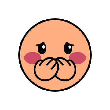 Cute Cartoon Emoji Covering Mouth with Hands