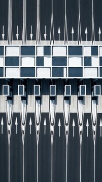 Geometric Highway Toll Booth Array From Above
