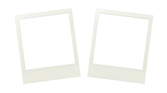 Vintage instant photo frames, set of two blank polaroid style film borders, retro analog photography mockup for scrapbooking isolated on Transparent Background