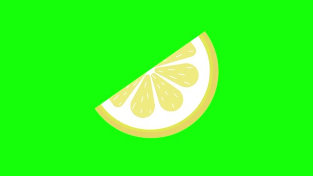 Lemon lime fruit icon sign, isolated slice cut citrus fruits on green screen. Animated fresh healthy raw food cartoon. Advertisement, illustration idea, organic and natural diet symbol.
