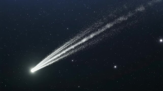 slow motion glowing worm trail in dark space
