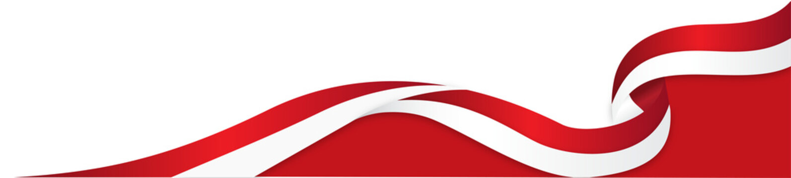 Dynamic Red and White Wavy Ribbon Banner Design Element. Abstract Graphic Background for Marketing, Presentations, and Web Use.