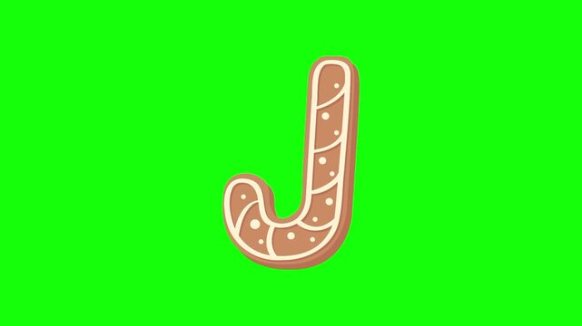 gingerbread  ornament Christmas. Xmas ornamental decorated cookie snow icon sign, isolated on green screen. Vector cartoon animation. Holiday, illustration idea, party and celebration symbol.