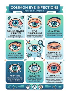 Common eye infections types and symptoms infographic