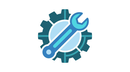 Obraz premium Blue Wrench and Gear Icon for Industrial Design.