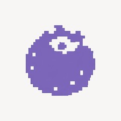 Fototapeta premium Pixelated purple fruit illustration on transparent background.