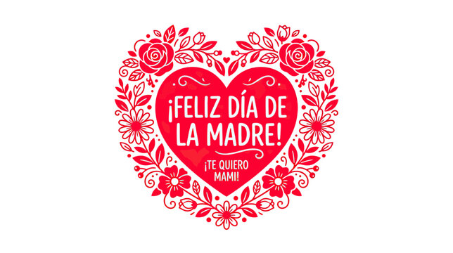Feliz Dia De La Madre Heart Floral Card