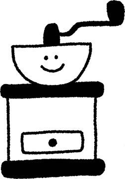 Cute smiling hand coffee grinder character illustration