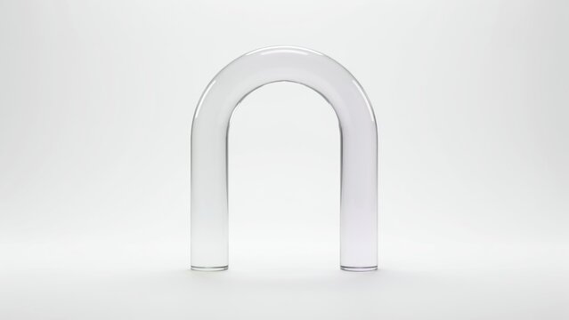 Clear acrylic u shaped arch design object with u shape transparent architecture minimalist geometric structure abstract interior