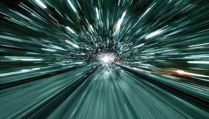 Obraz premium Abstract speed tunnel, teal and white streaks