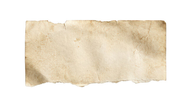 Vintage old paper banner with torn edges, antique parchment scroll texture, blank retro paper scrap for scrapbooking and design isolated on Transparent Background
