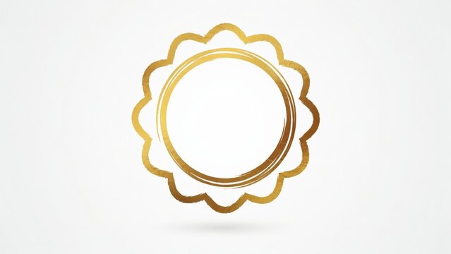 Decorative circular gold frame with scalloped wavy edge design gold leaf graphic resource scalloped metallic decorative isolated