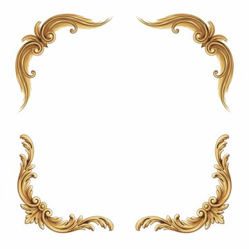 Pair of ornate golden floral corner flourishes for elegant frames and borders with flourish ornament decorative calligraphic