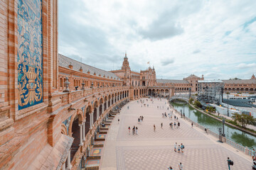 architecture features and exterior decorations of Plaza de Espana in Seville © Muren