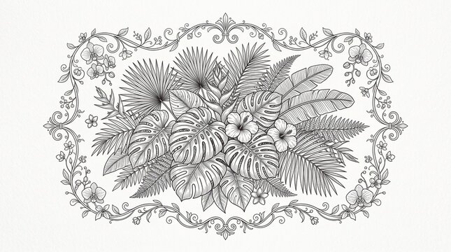 Tropical foliage frame
