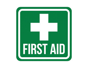 First aid sign medical cross symbol on square shape for emergency help and healthcare.