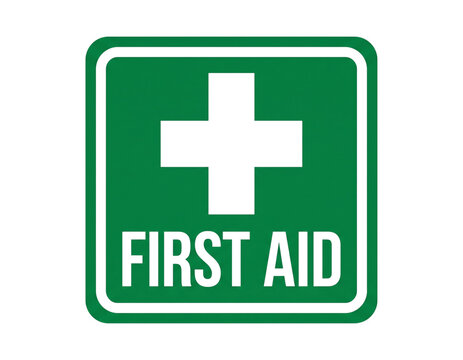 First aid sign medical cross symbol on square shape for emergency help and healthcare.