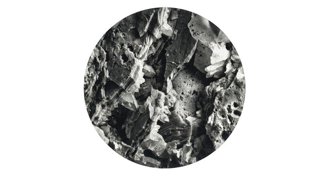 Microscopic rock texture in circular frame, scanning electron microscope view of mineral surface, abstract scientific geology background isolated on Transparent Background