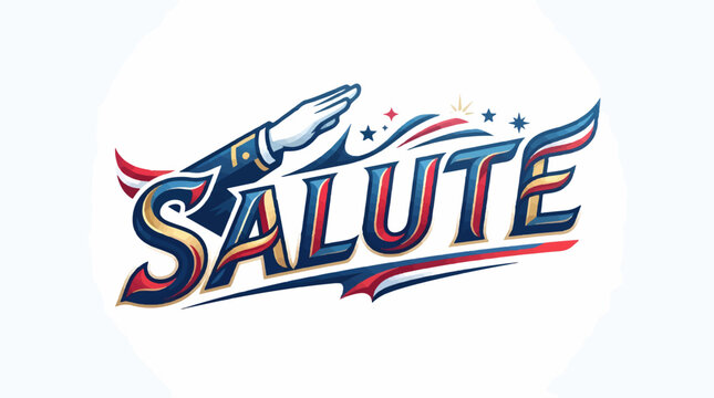 A stylized logo featuring the word SALUTE in bold, patriotic colors, with a hand saluting above it, set against a white background.