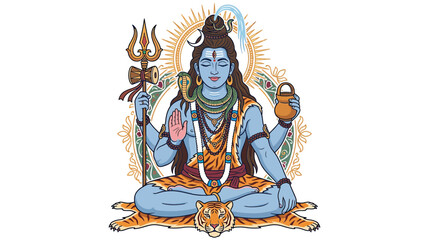 Obraz premium Lord Shiva meditating hindu god isolated