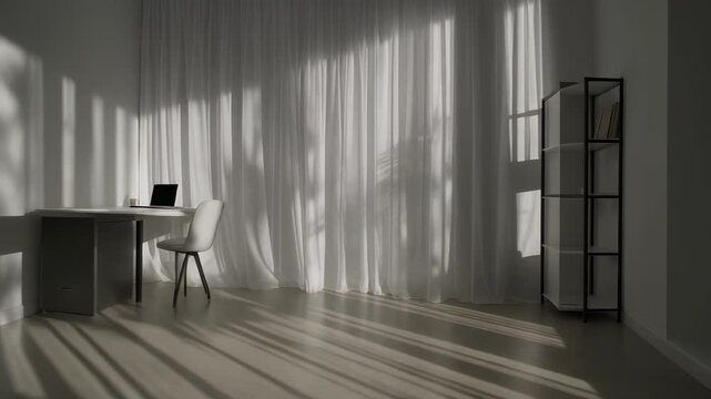 Interior hallway with shadow play and furniture transition