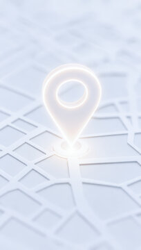 Precision in esg supply chain tracking is highlighted by glowing location pin on white abstract city map background