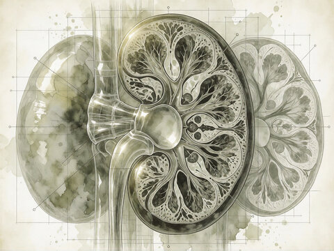 Anatomical blueprint of human kidney cross section