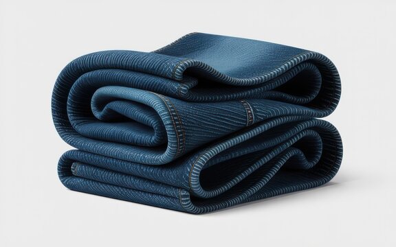 Folded blue denim fabric textile material vector