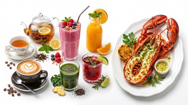 Lobster and beverages