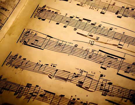 Close-up view of classical music sheet notes.