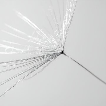 Closeup view of delicate dandelion seeds in soft focus background.