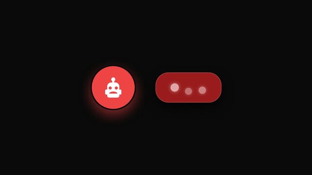 AI Robot Typing Loading Chat Bubble Animation Red Tones 4K 60fps