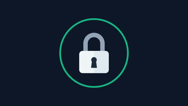 Minimalist digital padlock icon opening and closing animation