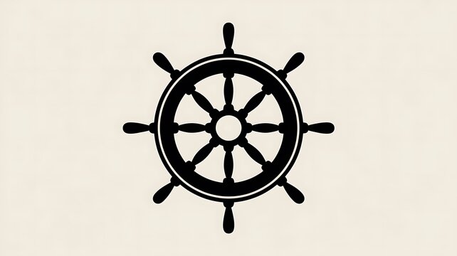 Nautical ship helm wheel vector icon isolated on light off-white background