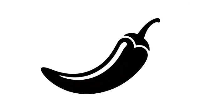 Minimalist black chili pepper vector icon isolated on white background for spicy food logo concept