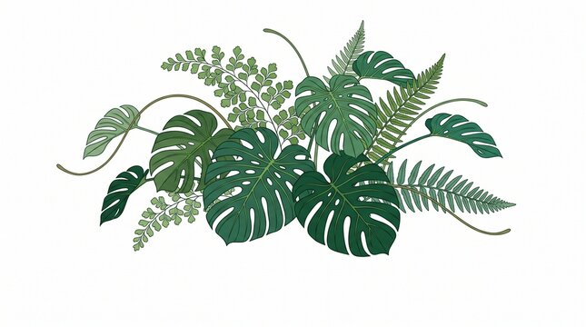 Tropical leaves illustration