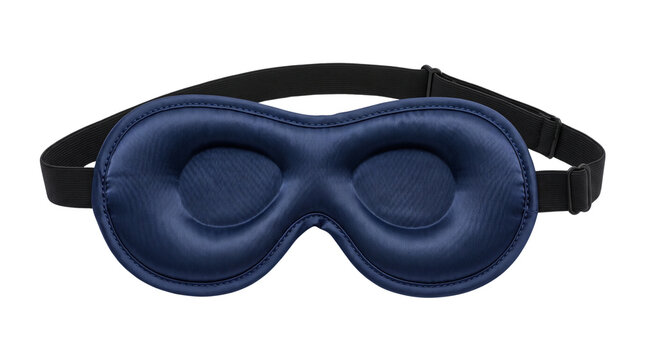 Navy blue contoured sleep mask with adjustable strap, ergonomic padded eye mask for travel and rest, blackout blindfold for deep sleep