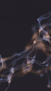 Vertical abstract glowing data lines flowing through dark cyberspace