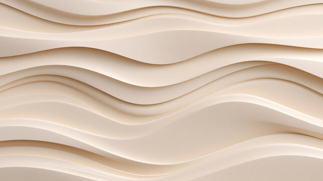 Layered Cream Paper Waves Forming Soft Flowing Three Dimensional Background