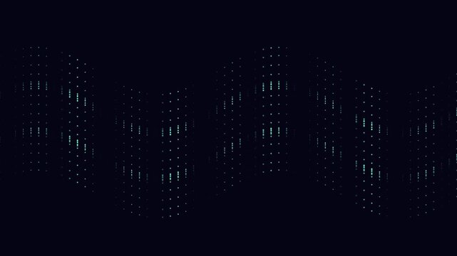 Abstract wave animation on a black background loop digital equalizer sound wave visualization glowing particles seamless moving motion graphics footage.
