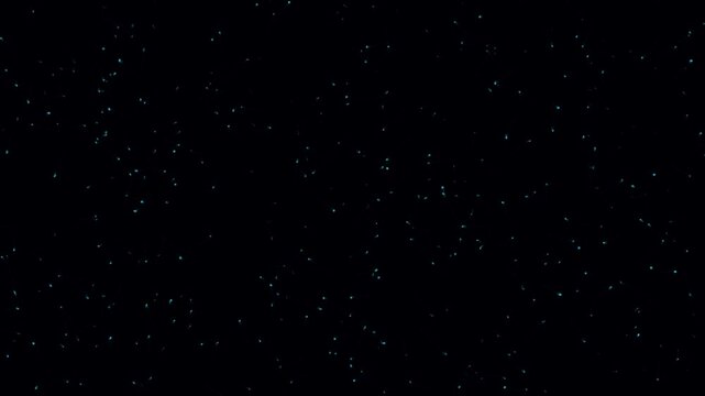 Starry night sky with faint glowing constellations emerging in dark space footage showing abstract points of light connected by thin digital geometry lines.