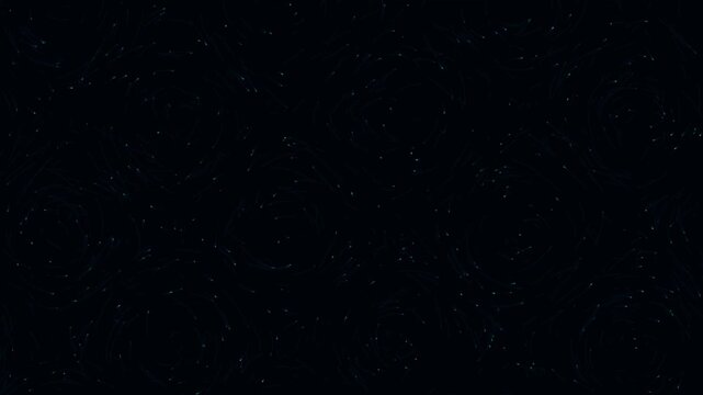 Dynamic 3d animation of particles flow creating a beautiful swirling pattern across a dark digital space background, perfect for a tech or science video.
