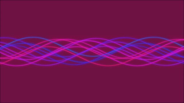 Abstract flowing neon wave lines animation changing colors on deep purple background vibrant motion graphics for creative digital visual design projects.