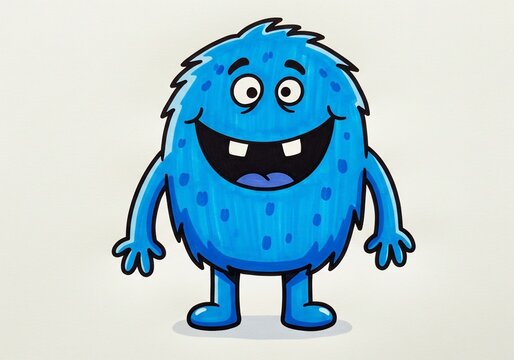 Whimsical Blue Blob's Joyful Grin