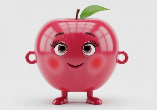 Gleaming Crimson Charm: A Whimsical 3D Character's Playful Pose