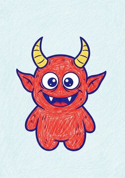 Crayon Mischief: A Fiery Grin on Light Canvas