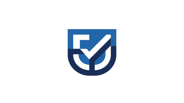 Abstract Shield With Checkmark Logo Design